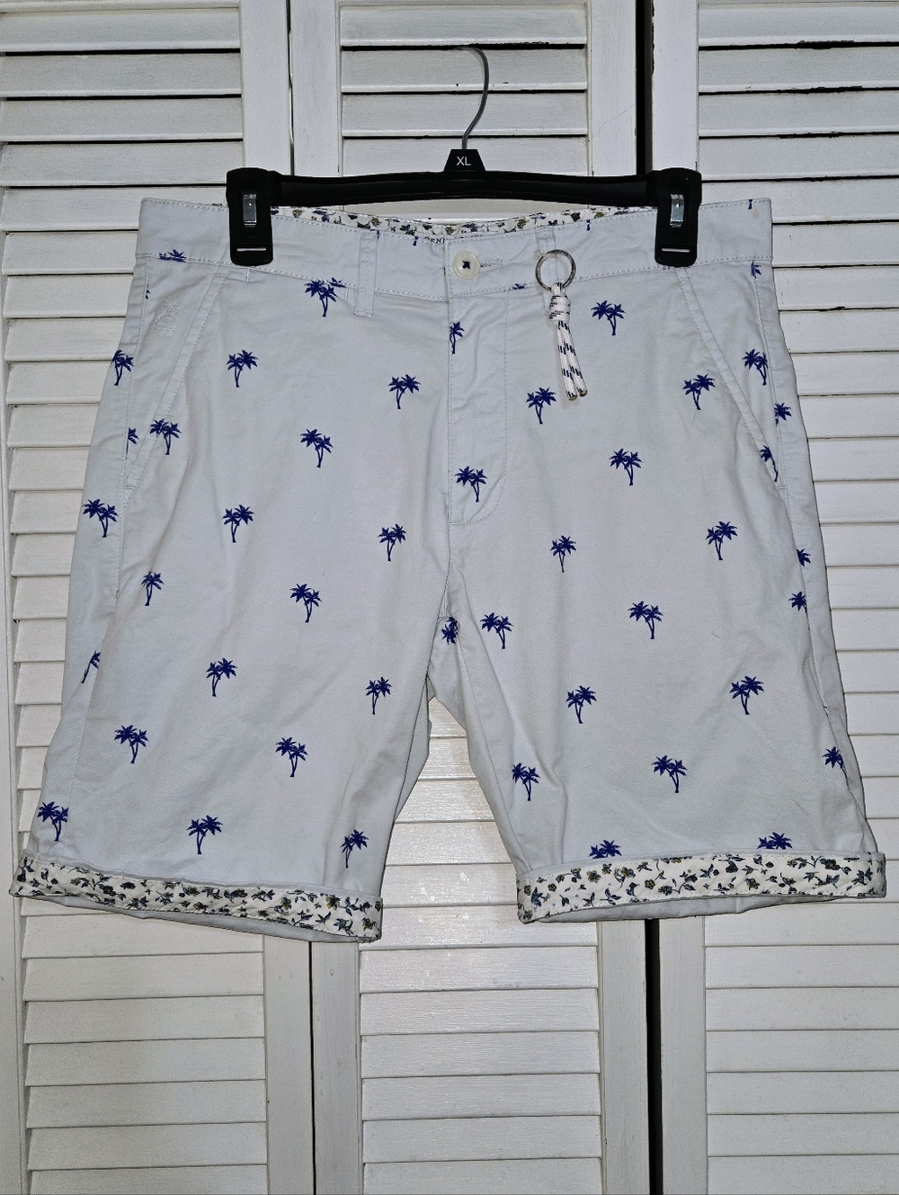 Denim & Flower Men's 30 Palm Tree Cotton Blend Shorts